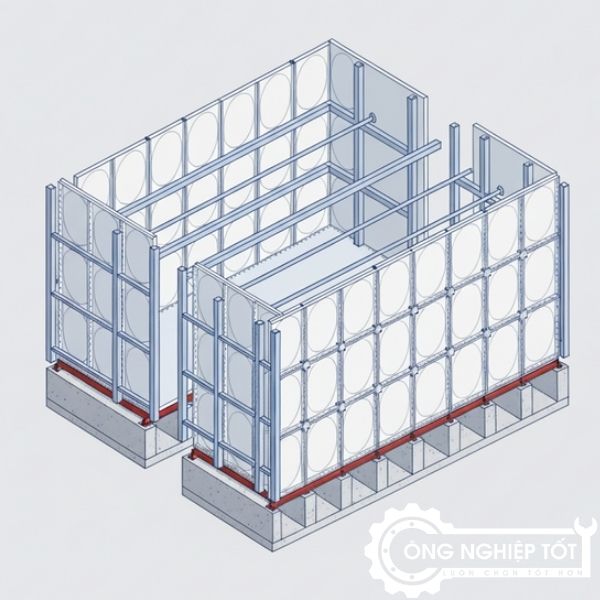 Cấu tạo bồn SMC lắp ghép 50m³